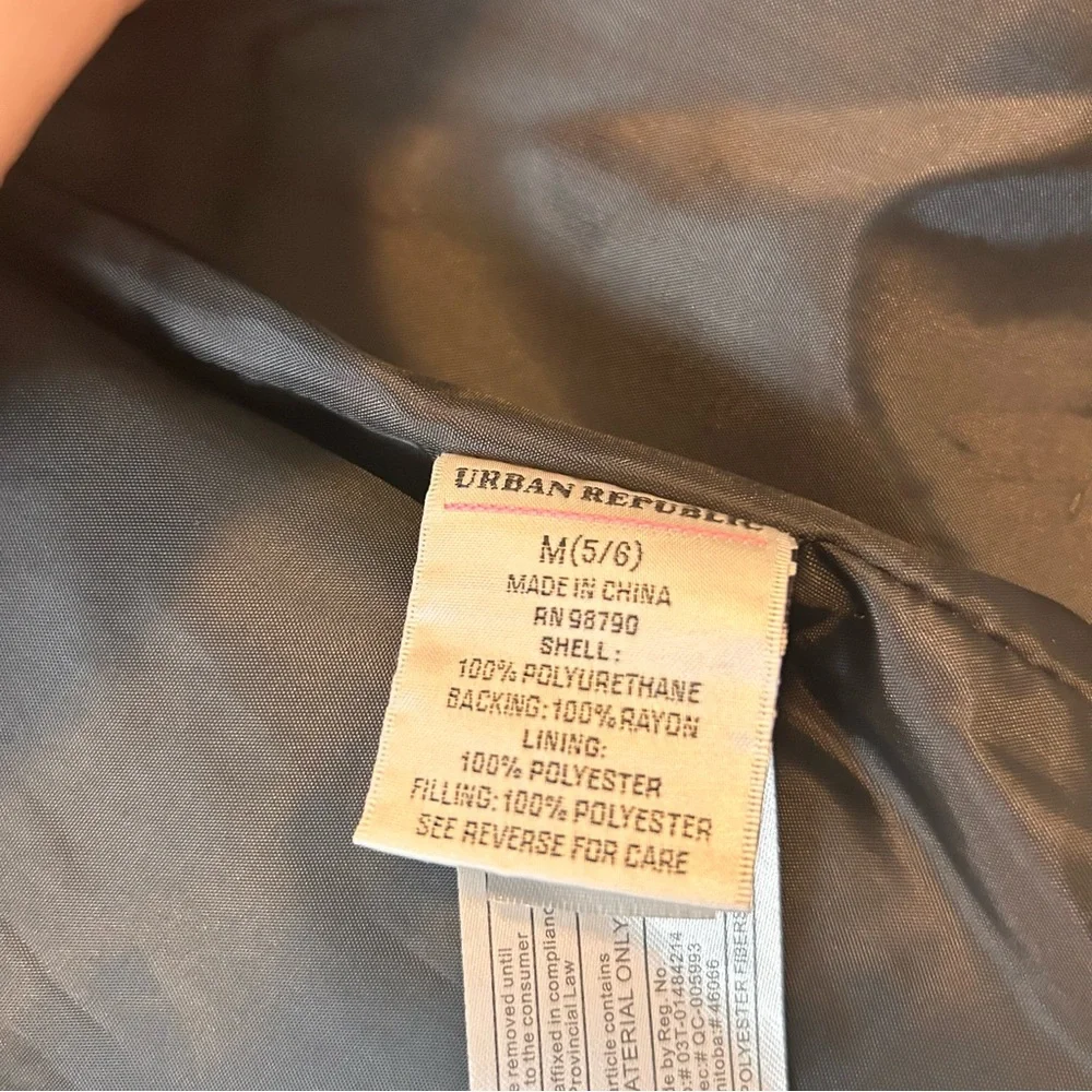 Urban Republic 5/6 Girls Black Faux Leather Kids Jacket